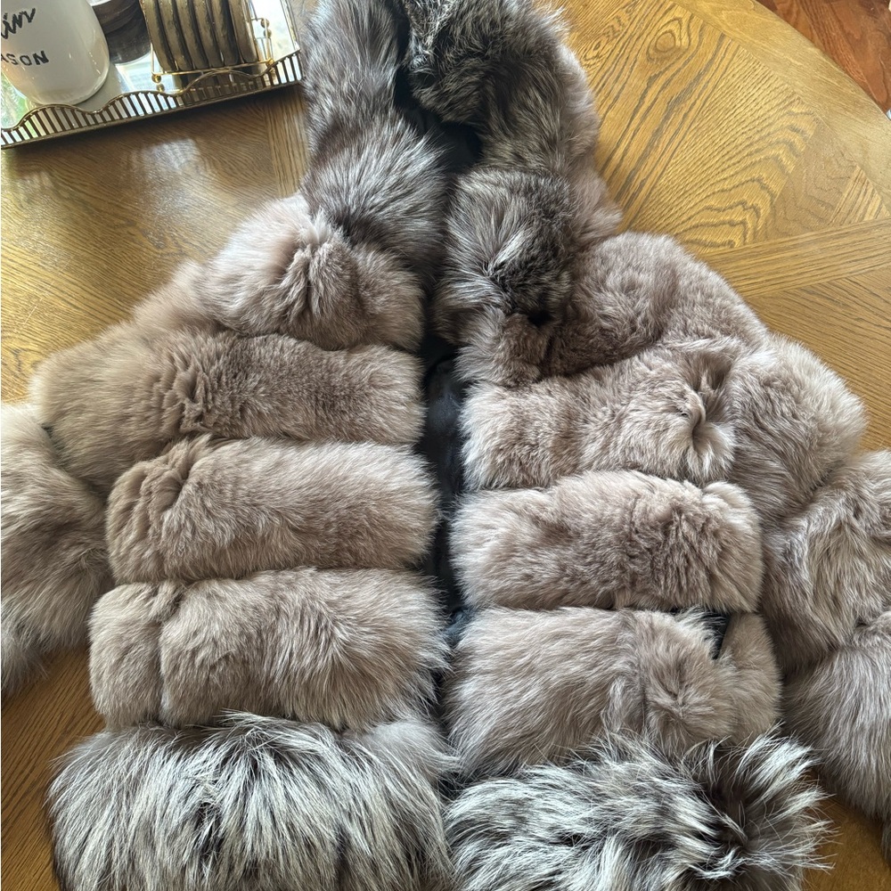size small blue fox fur jacket